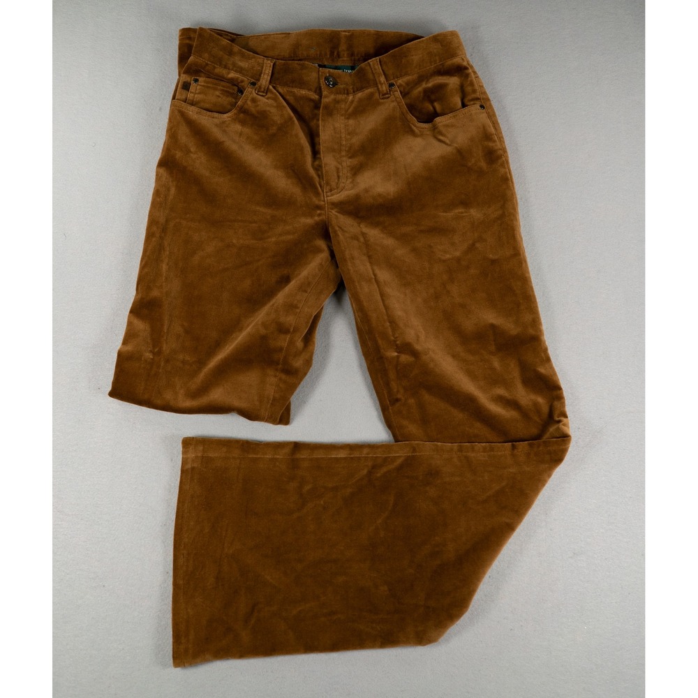 Lauren Ralph Lauren Corduroy Bootcut Pants Brown Stretch Size 8 Mid Rise
